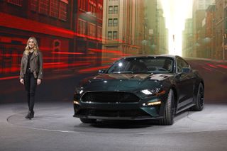 DETROIT, MI - JANUARY 14:Molly McQueen, the granddaughter of actor Steve McQueen, introduces the 2018 Ford Mustang Bullitt makes its debut at the 2018 North American International Auto Show J