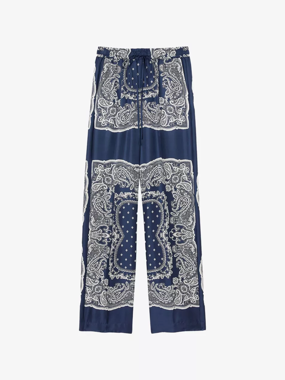 Bandana-Print Elasticated-Waist Woven Trousers