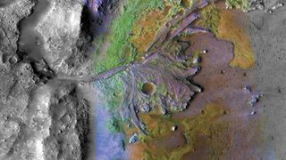 NASA's Mars 2020 will land in Jezero Crater, pictured here. The image was taken by instruments on NASA's Mars Reconnaissance Orbiter, which regularly takes images of potential landing sites for future missions.