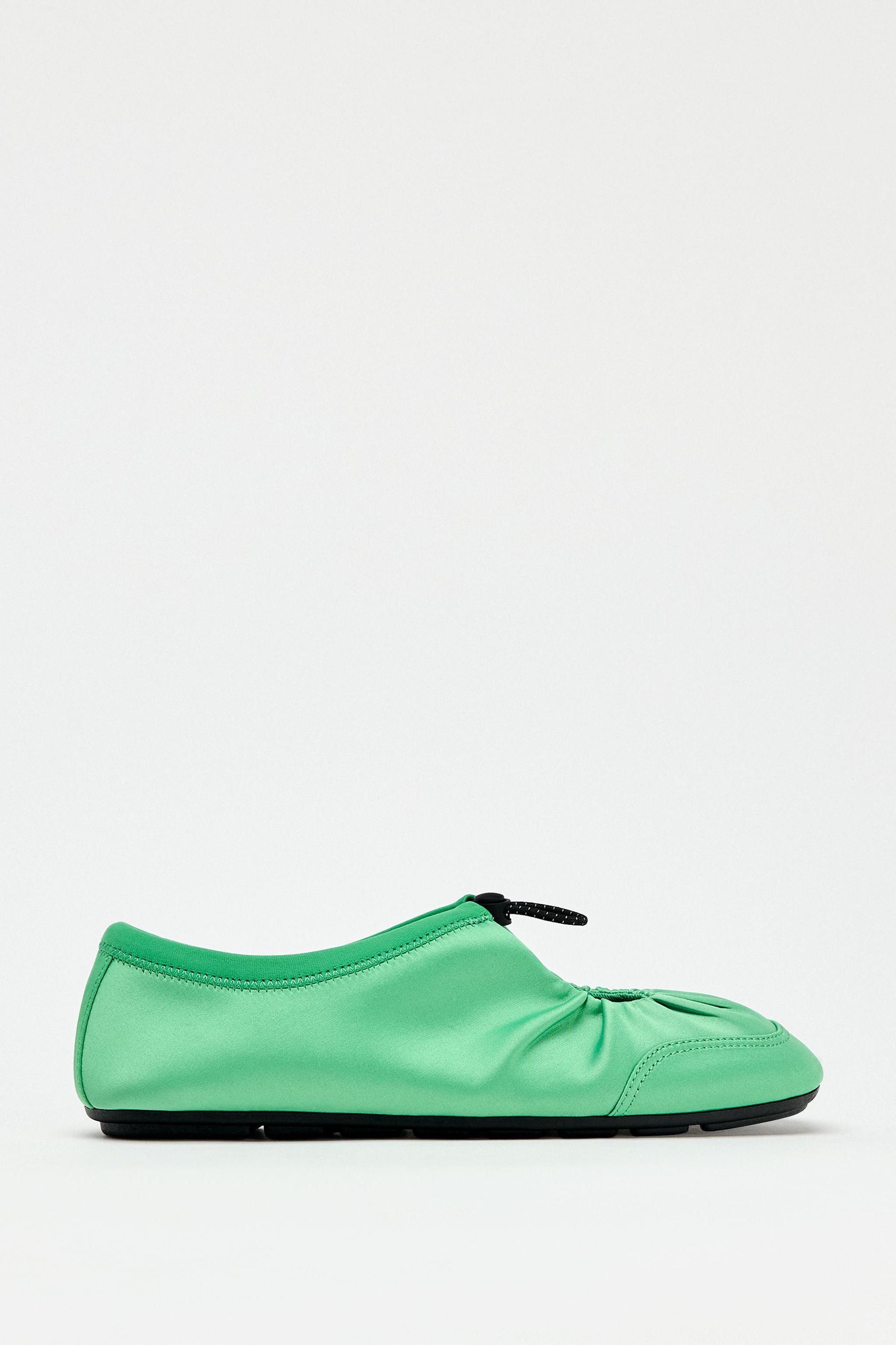 Satin Effect Ruched Ballet Flats