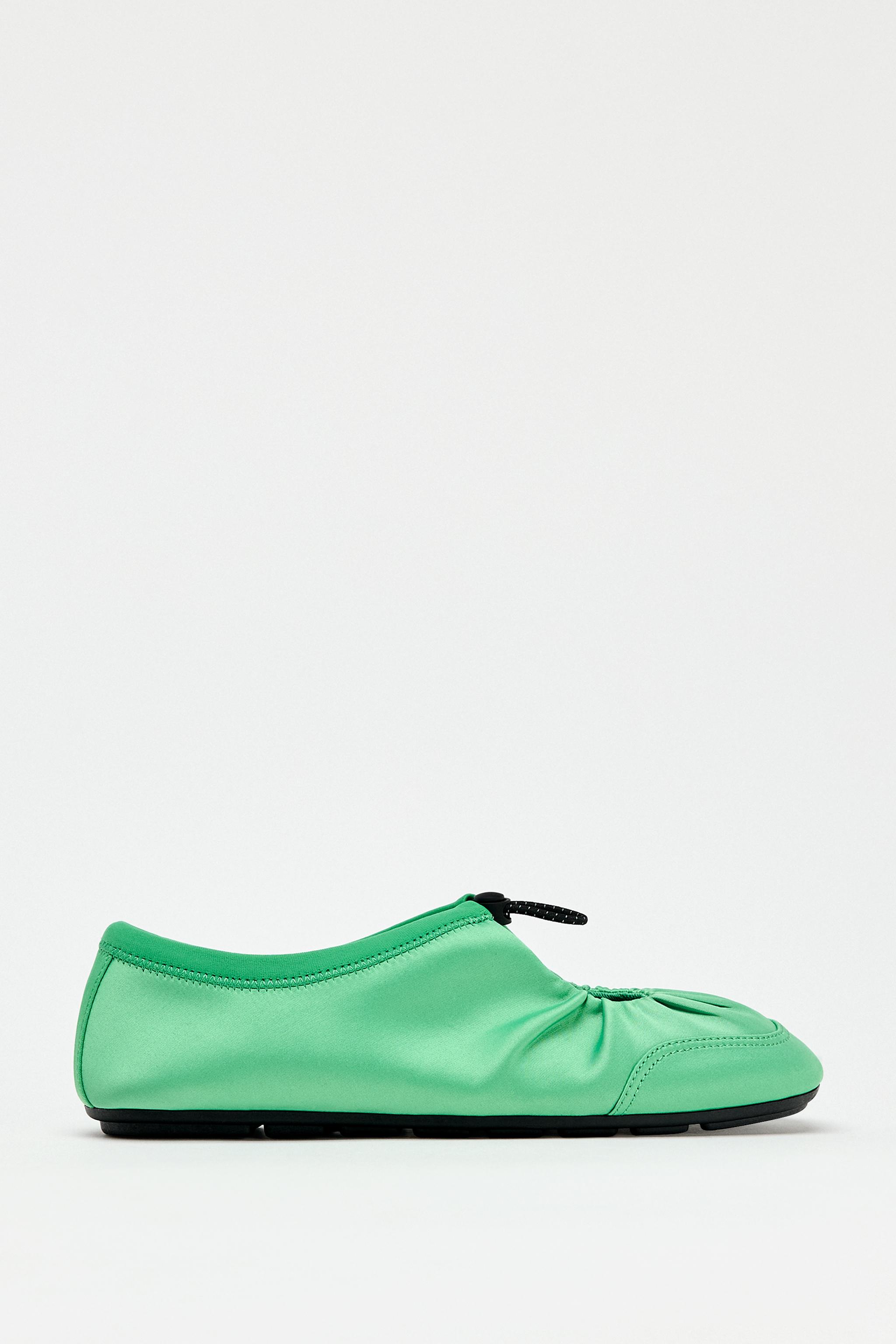 Satin Effect Ruched Ballet Flats