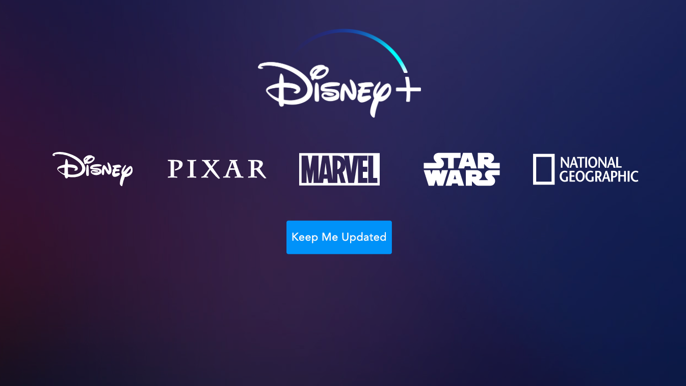 Disney Plus logo alongside hubs including Pixar, Marvel, and Star Wars