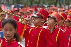 Some young performers in action at the presentations in Danzhou.