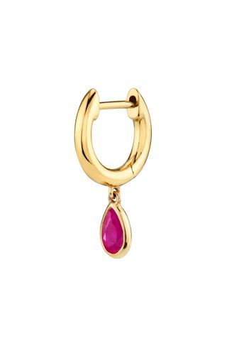 The Last Line Ruby Teardrop Slim Hoop Earring