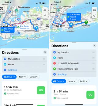 iOS 16 Maps multiple stops