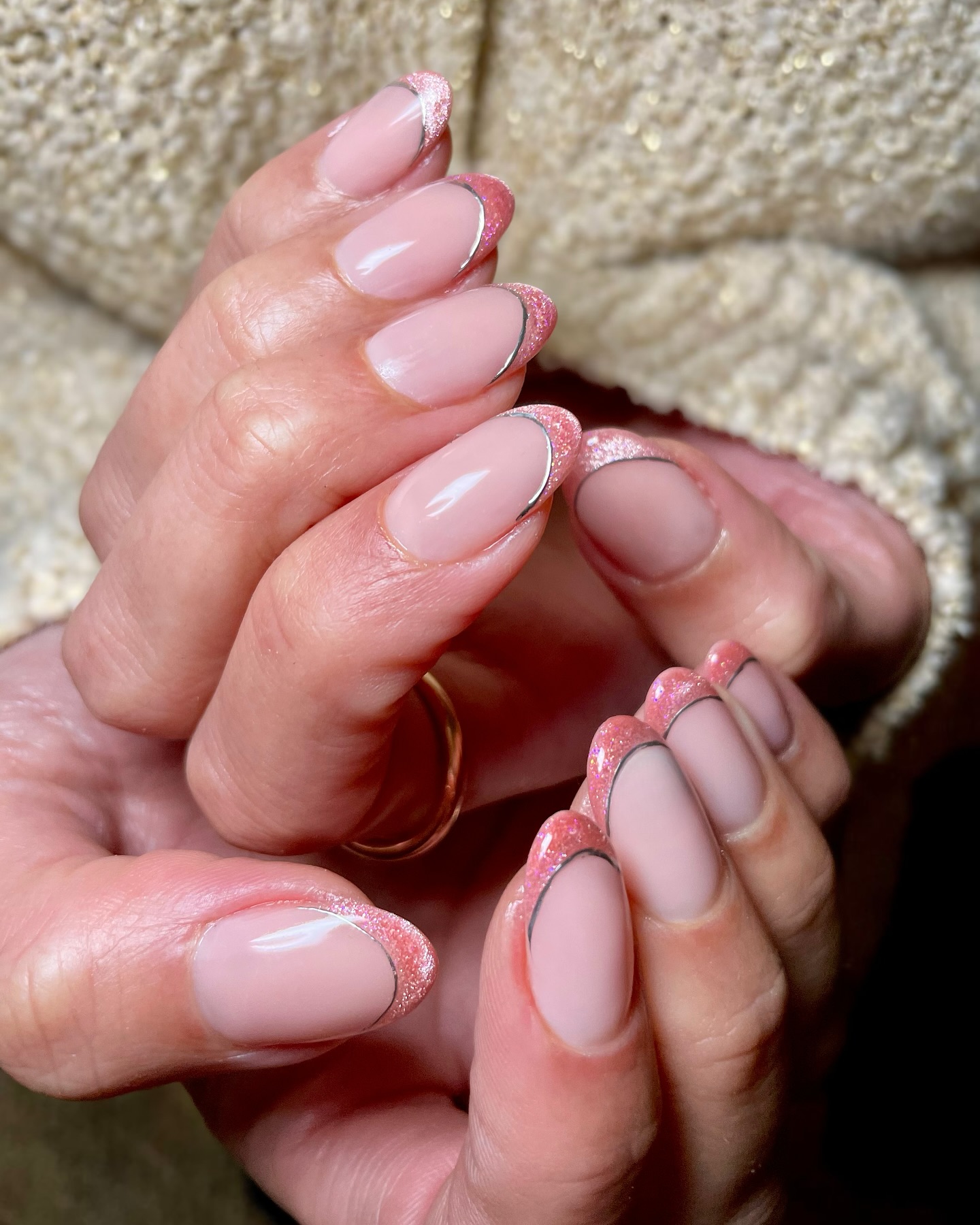 Cat-eye french tip pink nail designs 2026