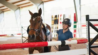 Woman training a horse