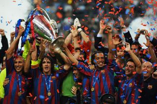Former Arsenal star Giovanni van Bronckhorst Barcelona winning the 2006 Champions League
