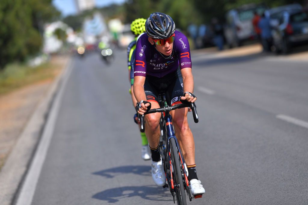 TAVIRA PORTUGAL MAY 07 Jetse Bol of Netherlands and Team Burgos BH in the Breakaway during the 47th Volta Ao Algarve 2021 Stage 3 a 2031km stage from Faro to Tavira VoltAlgarve VAlgarve2021 on May 07 2021 in Tavira Portugal Photo by Luc ClaessenGetty Images