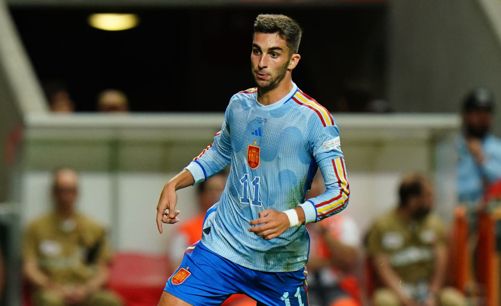 Ferran Torres of Spain during the UEFA Nations League - League Path Group 2 match between Portugal and Spain at Estadio Municipal de Braga on September 27, 2022 in Braga, Portugal.