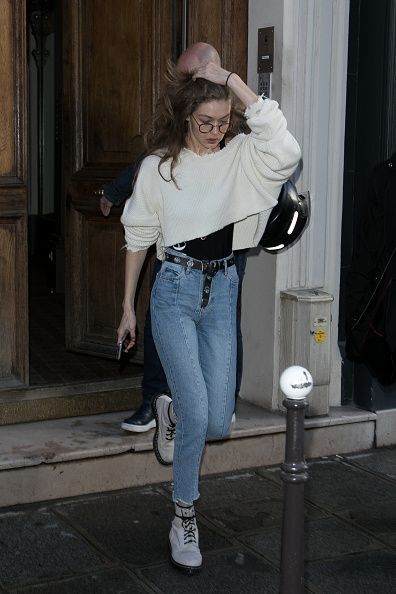 paris, france february 28 model gigi hadid leaves the isabel marant office building on february 28, 2017 in paris, france photo by marc piaseckigc images