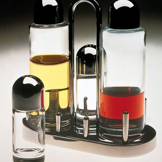 Oil and vinegar in rounded bottles