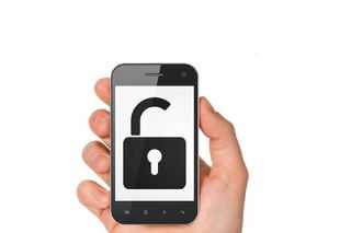 Mobile phone with open padlock image