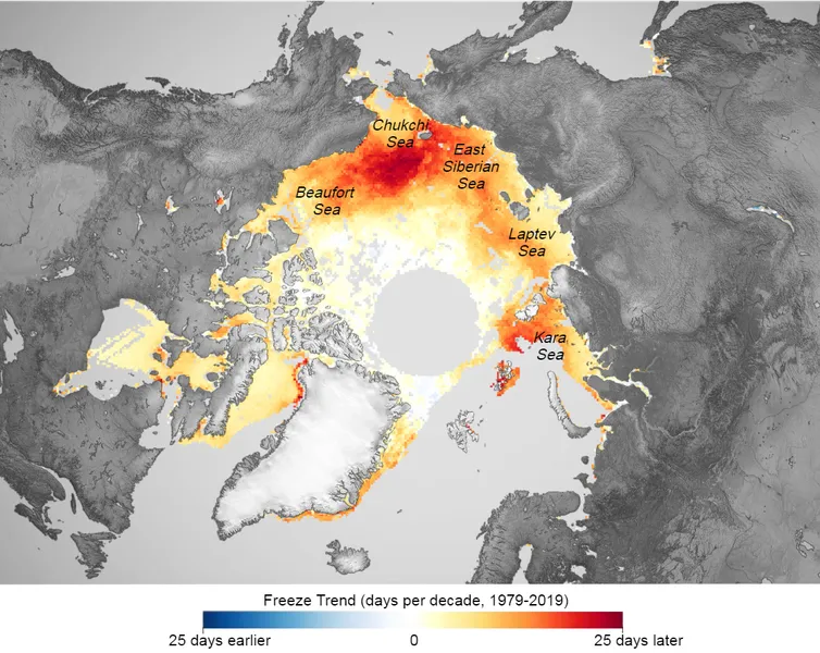 The Arctic is the world's fastest warming region. It is already on average a whopping 3 degrees Celsius warmer than before the industrial revolution. (Image credit: Joshua Stevens/NASA Earth Observatory)