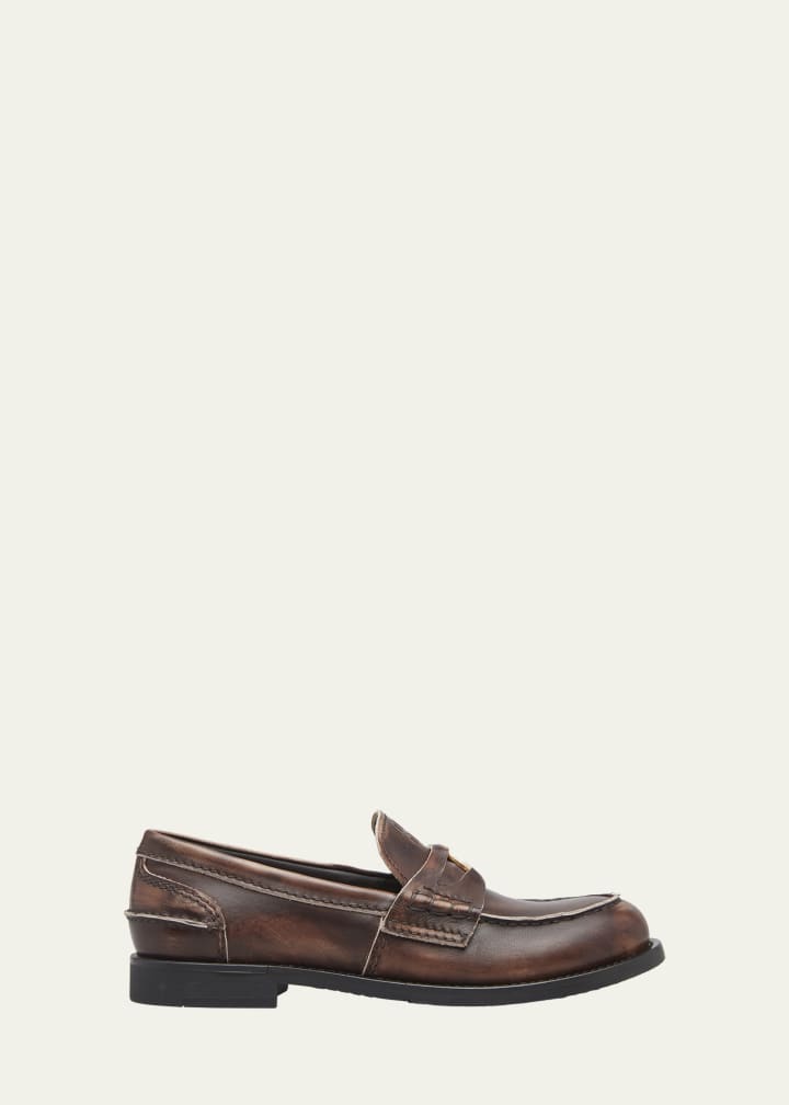 Leather Coin Penny Loafers