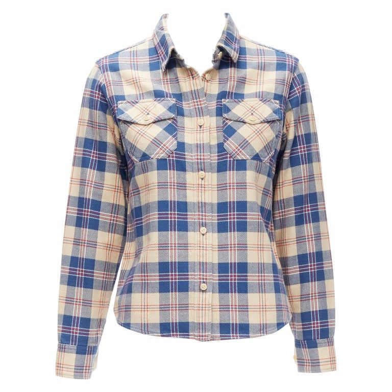 Visvim Cotton Blue Beige Plaid Flap Pockets Button Down Shirt Jp0 Xs