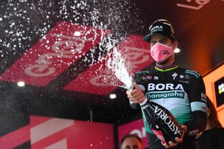 TORTORETO ITALY OCTOBER 13 Podium Peter Sagan of Slovakia and Team Bora Hansgrohe Celebration Champagne during the 103rd Giro dItalia 2020 Stage 10 a 177km stage from Lanciano to Tortoreto girodiitalia Giro on October 13 2020 in Tortoreto Italy Photo by Tim de WaeleGetty Images