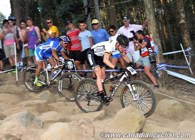 Markus Schulte-Luenzum (germany)and Marco Aurelio Fontana (Italy) on lap 1