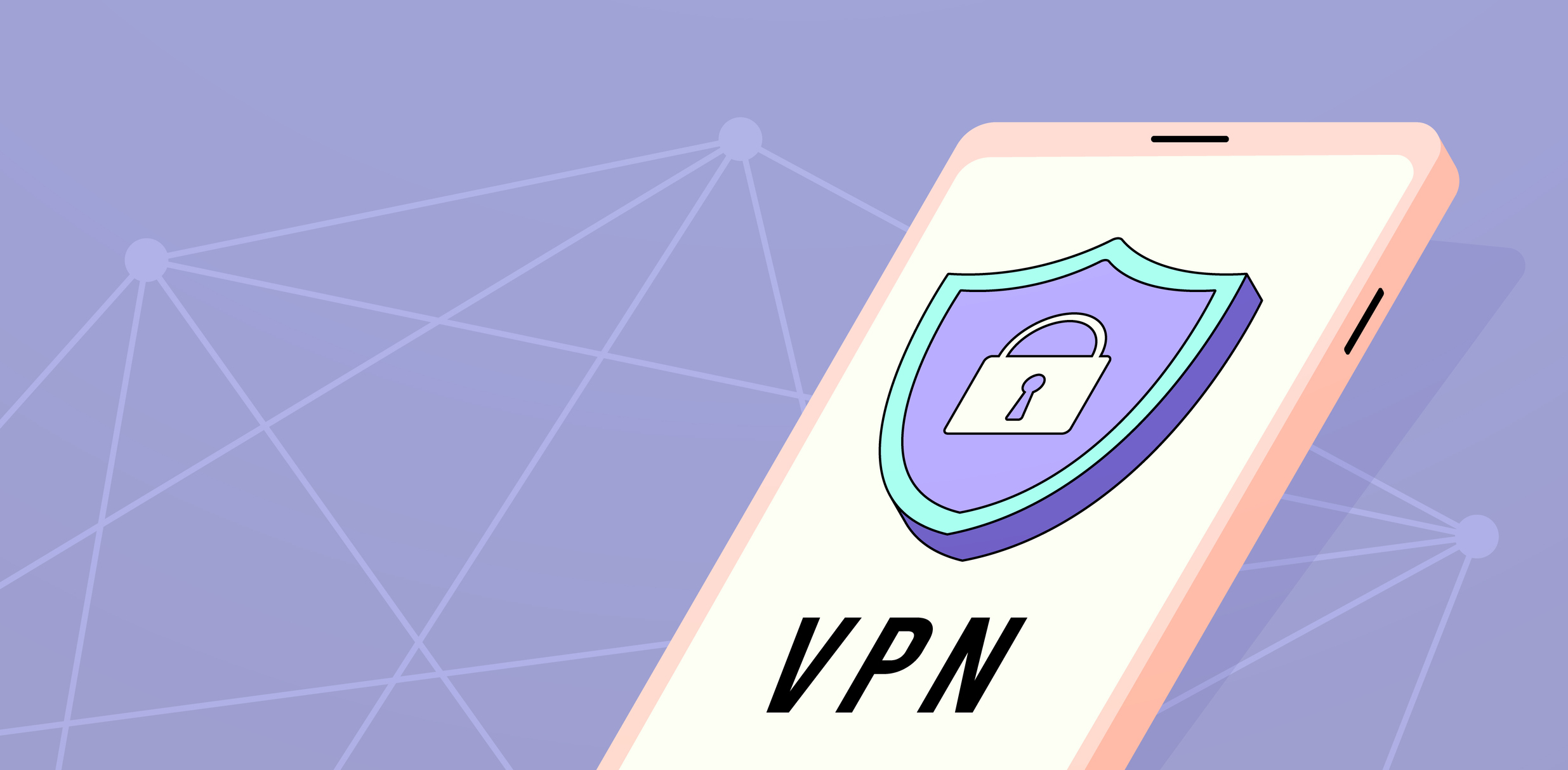 Ilustración de una VPN ejecutándose en un teléfono móvil