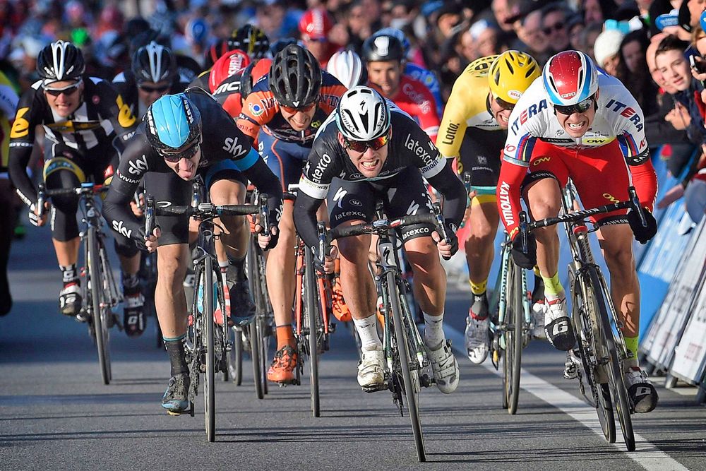 Mark Cavendish (Team Etixx - Quick Step) sprints for the win in Kuurne-Brussel-Kuurne