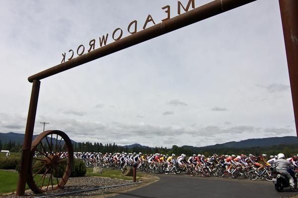 The peloton gets underway.