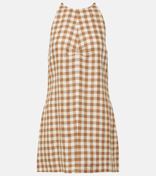 Asceno, Antigua Checked Linen Minidress