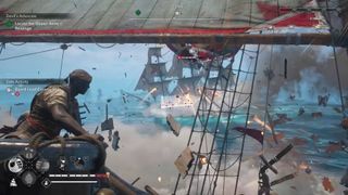 Assassin's Creed Black Flag Resynced jackdaw firing cannons at enemy convoy ship