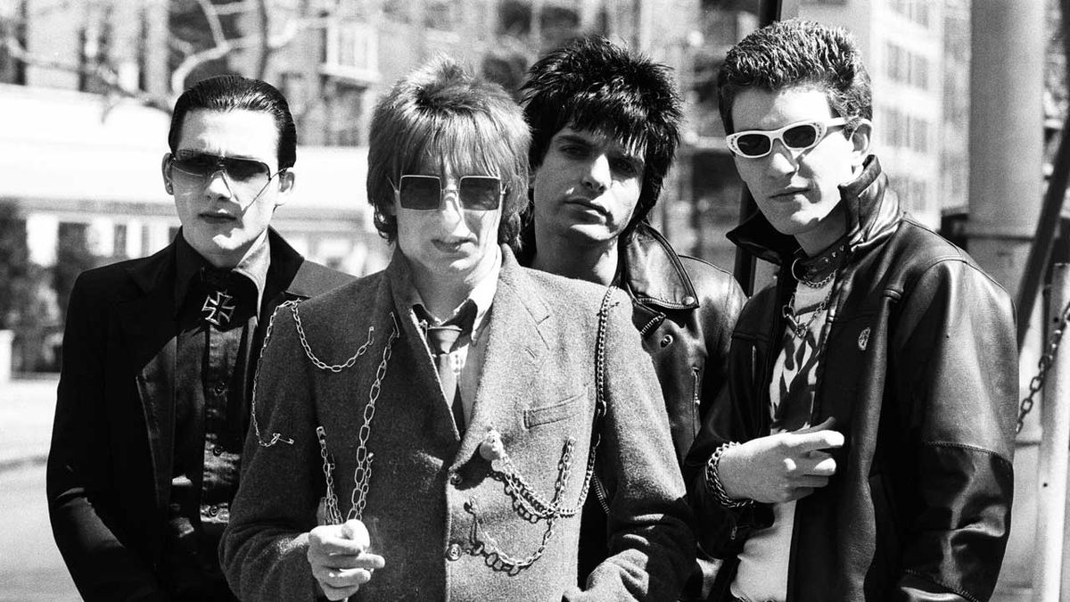 The Damned pose in a street in in 1977