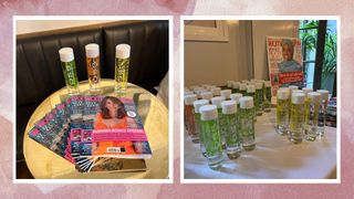 Two images of Voss water at the woman&home clever skincare awards event 2024