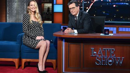 The Late Show with Stephen Colbert and guest Jennifer Lawrence during Monday's December 6, 2021 show