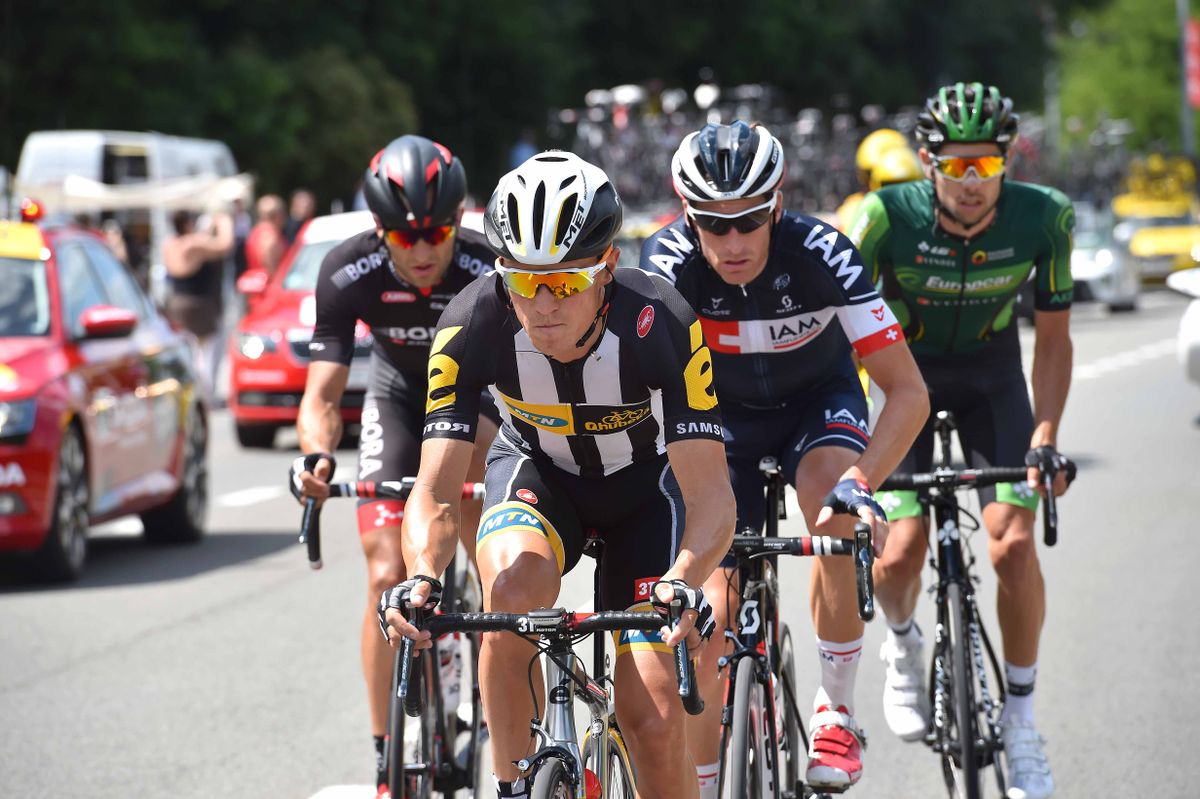 Serge Pauwels (MTN-Qhubeka), Martin Elmiger (IAM), Jan Barta (Bora-Argon 18) and Bryan Nauleau (Europcar)
