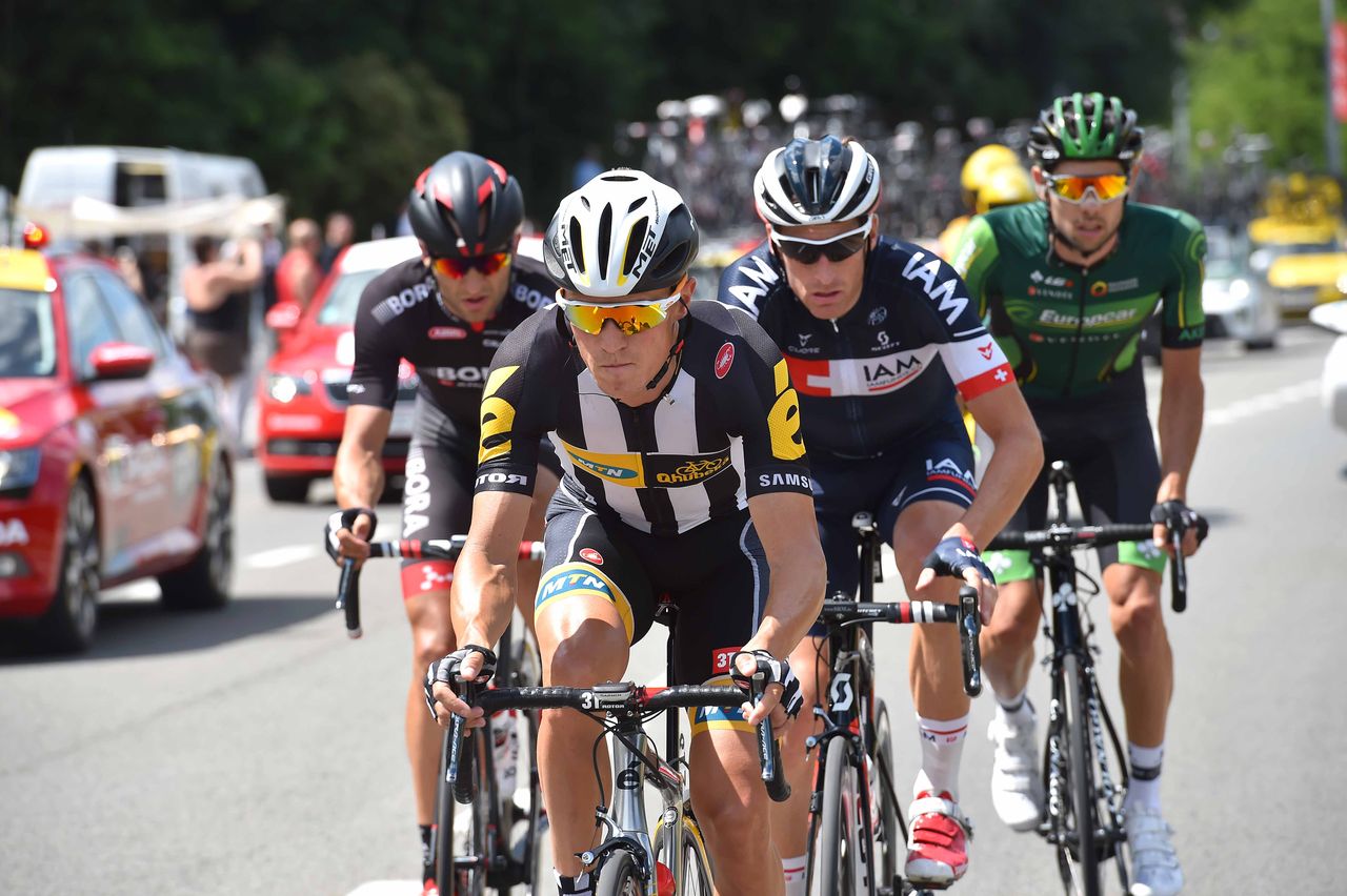 Serge Pauwels (MTN-Qhubeka), Martin Elmiger (IAM), Jan Barta (Bora-Argon 18) and Bryan Nauleau (Europcar)