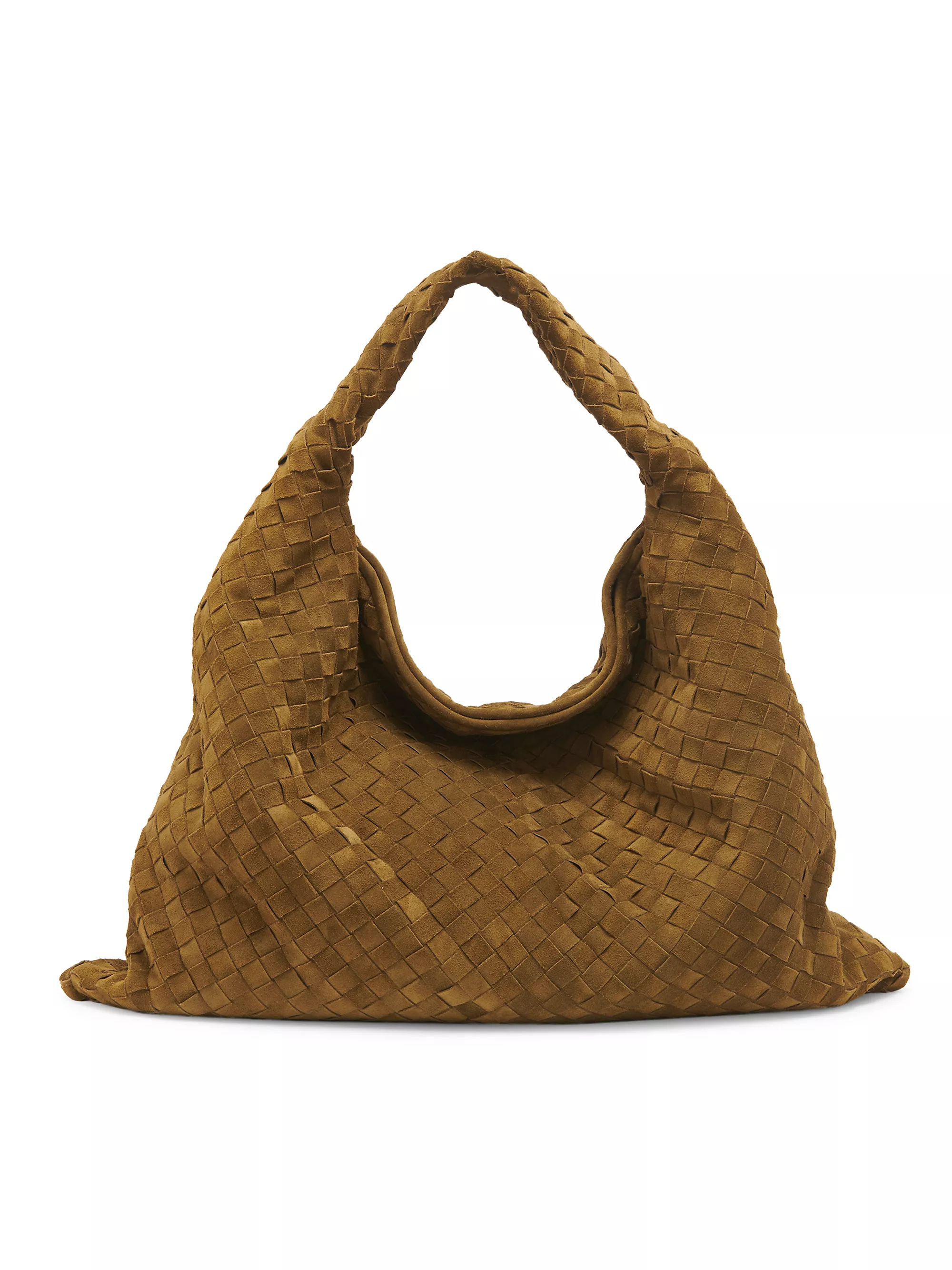 Large Hop Intrecciato Suede Hobo Bag