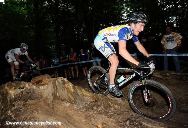 Kerschbaumer lead until a crash two metres further down the trail (lap 2)