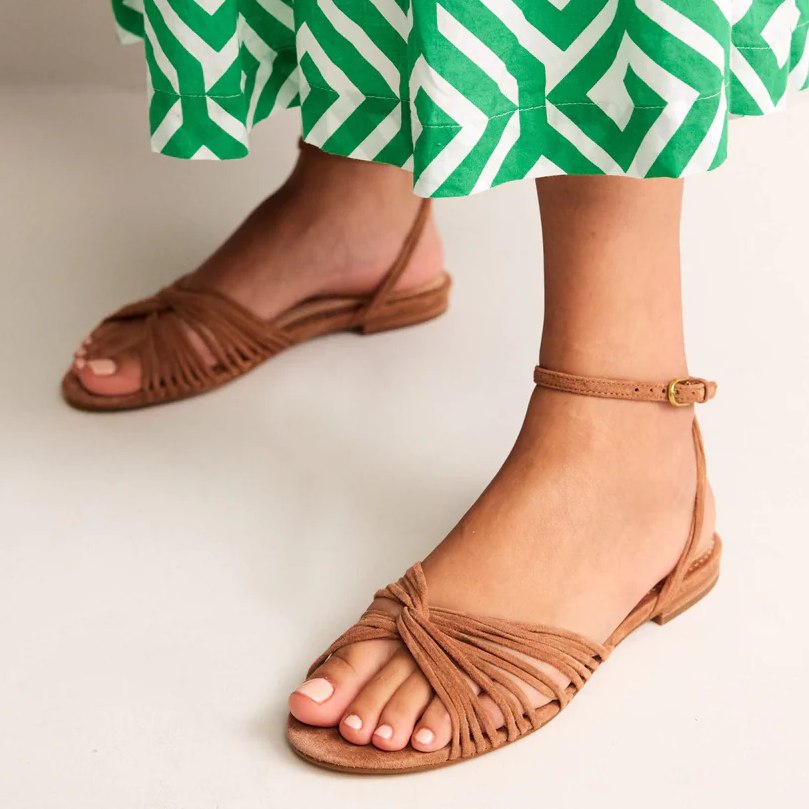 Boden Twist Front Leather Flat Sandals