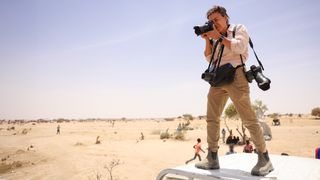 Lynsey Addario on assignment in Tin&eacute;, on the Sudanese border in Northeast Chad. (National Geographic/Caitlin Kelly)