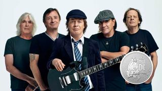 AC/DC with a special silver coin (inset)