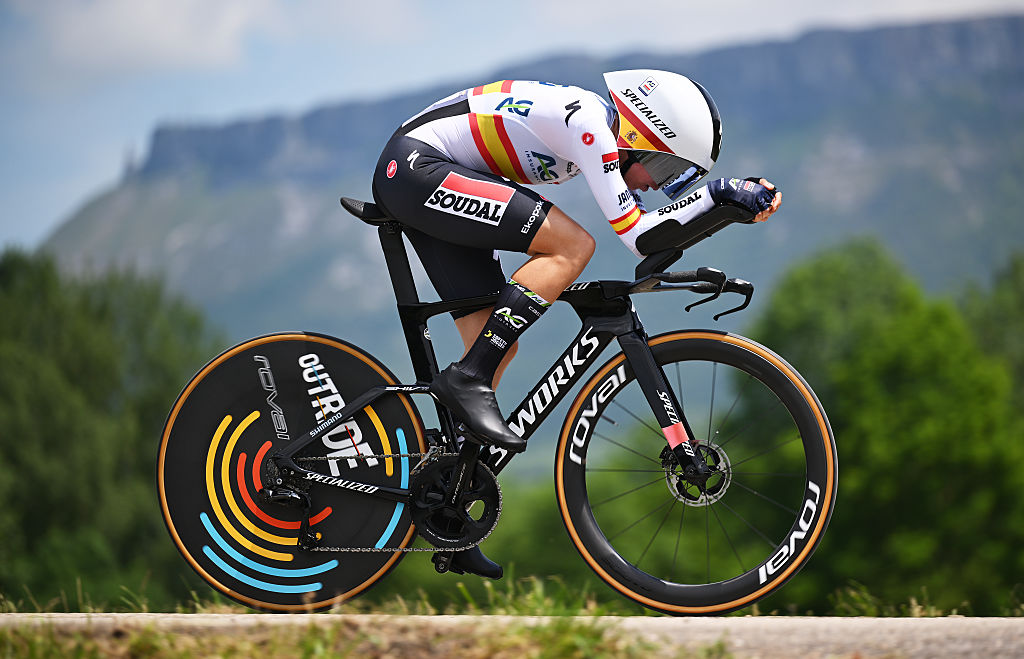 LEZANA DE MENA, SPAIN - MAY 25: Mireia Benito of Spain and AG Insurance - Soudal Team competes during the 10th Vuelta a Burgos Feminas 2025, Stage 4 a 9.41km individual time trial stage from Villasana de Mena to Lezana de Mena / #UCIWWT / on May 25, 2025 in Lezana de Mena, Spain. (Photo by Szymon Gruchalski/Getty Images)