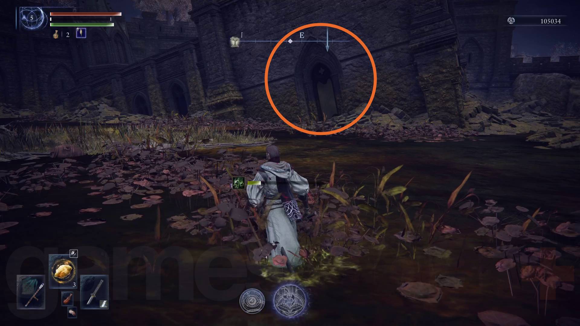 Elden Ring Nightreign Scholar Remembrance quest marsh ruins entrance highlighted