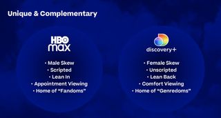 "Unique & Complimentary" slide from Warner Bros. Discovery's Q2 2022 earnings call.