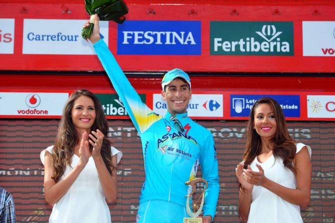 Fabio Aru (Astana) on the podium