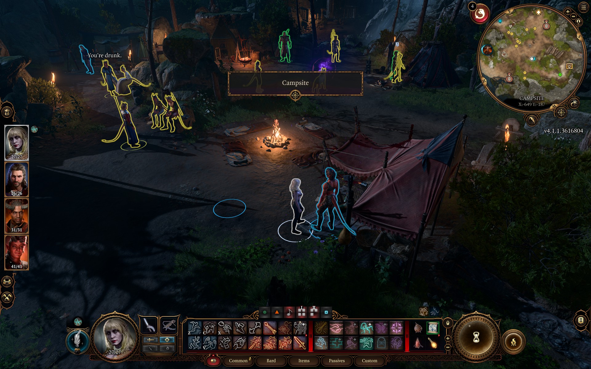 a screen showing a campsite set up in baldur's gate 3