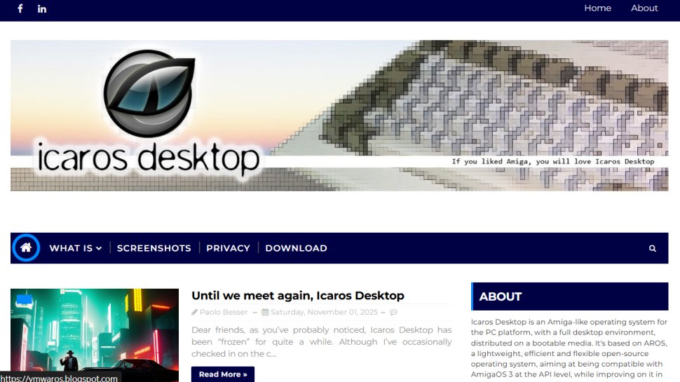 Icaros Desktop website screenshot (February 2026).