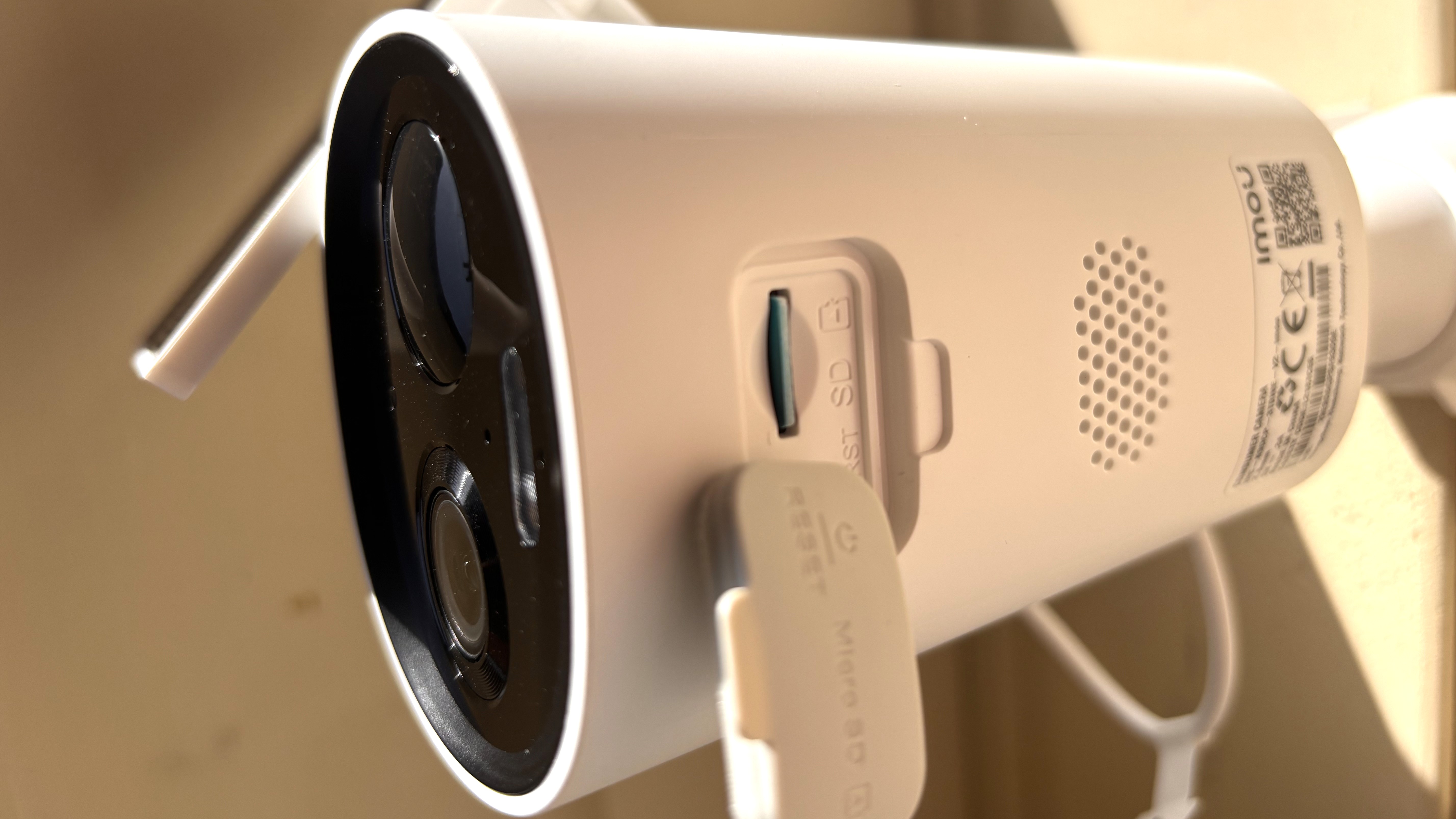 IMOU Cell 3C All-in-One Security Camera bottom view, showing SD card slot