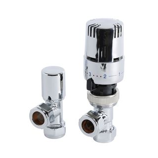 Milano - Chrome Thermostatic Angled Radiator Valves (pair)