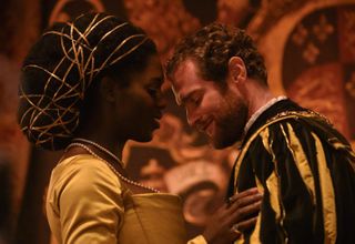 Anne (Jodie Turner-Smith) and Henry (Mark Stanley) enjoy a close, tender moment, their foreheads almost touching, her hand on his chest