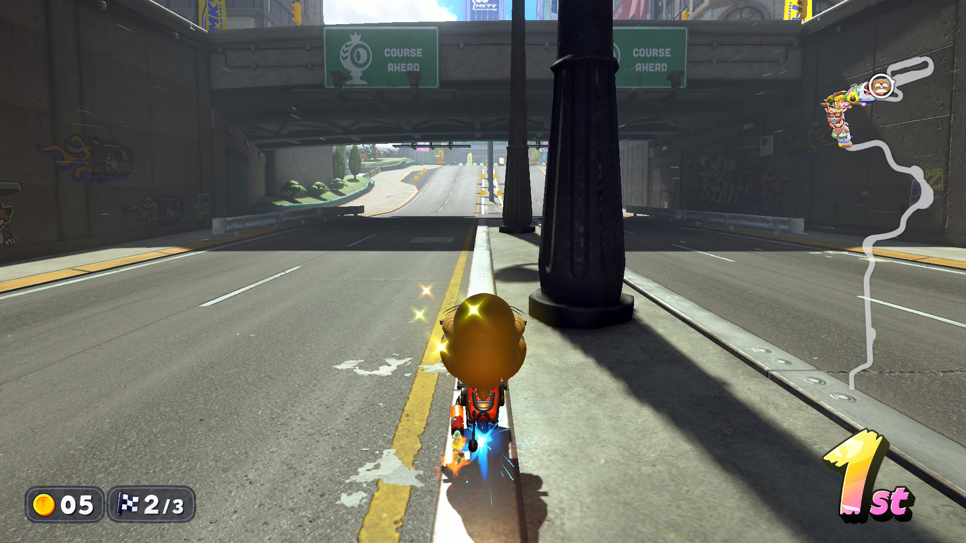 Riding Rails in Mario Kart World as Peach