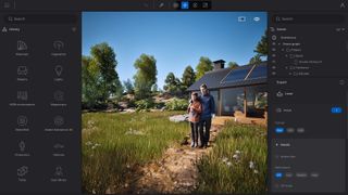 Get started in Twinmotion; a father and son stand in front of a designer home in the countryside