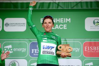 Brennauer in the green jersey at OVO Energy Women's Tour