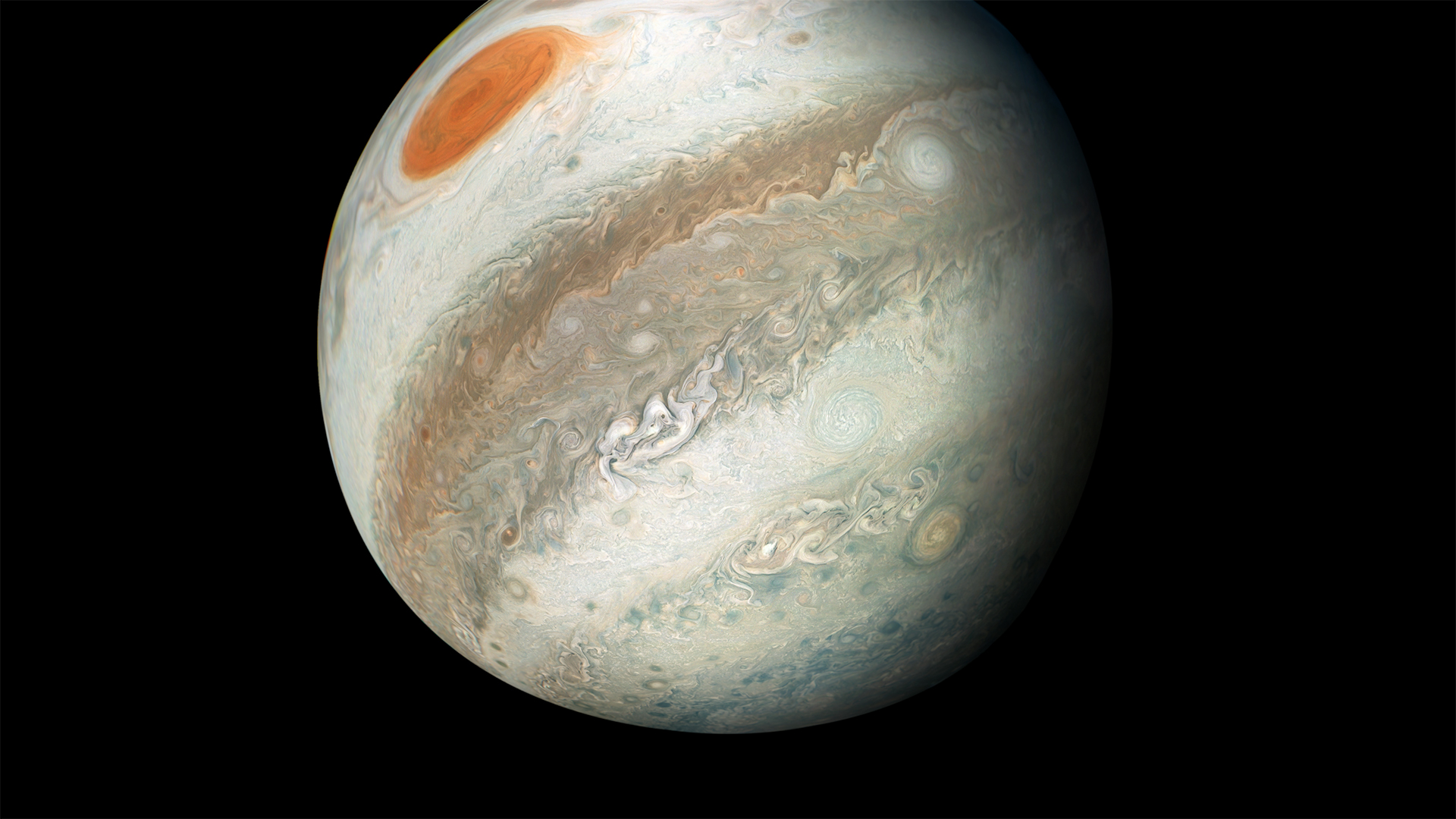 Juno View of Jupiter and Great Red Spot